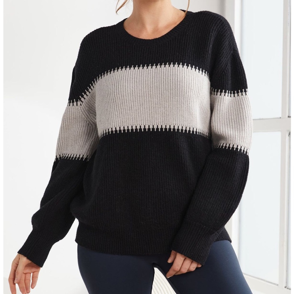 Betabrand Colorblock Crewneck Sweater in Black and Gray Never Worn!